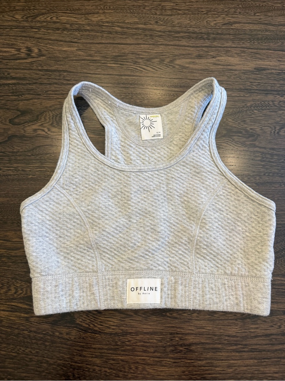 Offline by Arie Heather Gray Ribbed Sports Bra Size S